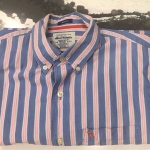 Abercrombie & Fitch Vintage 80’s Men's Blue Striped Shirt